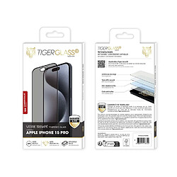 Avis Tiger Verre Trempé pour iPhone 15 Pro Recyclé Confidentiel Ultra-résistant Noir transparent