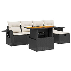 Maison Chic Ensemble Tables et chaises d'extérieur 6pcs avec coussins,Salon de jardin noir résine tressée -GKD706199