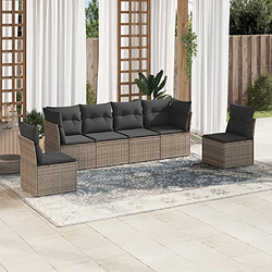 Maison Chic Salon de jardin 6 pcs avec coussins | Ensemble de Table et chaises | Mobilier d'Extérieur gris résine tressée -GKD41637