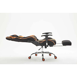 Decoshop26 Fauteuil de bureau chaise gamer avec repose-pieds extensible en tissu noir / orange et métal chromé 10_0002742 pas cher