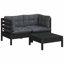 Avis Maison Chic Salon de jardin 3 pcs + coussins - Mobilier/Meubles de jardin - Table et chaises d'extérieur anthracite Bois de pin -MN83327