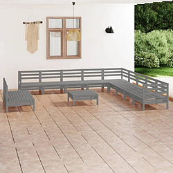 Maison Chic Salon de jardin 12 pcs - Table et chaises d'extérieur - Mobilier/Meubles de jardin Moderne Bois de pin massif Gris -MN34719