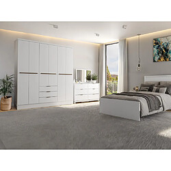 Acheter Vente-Unique Armoire 6 portes et 3 tiroirs - L180 cm - Blanc - PEROLI