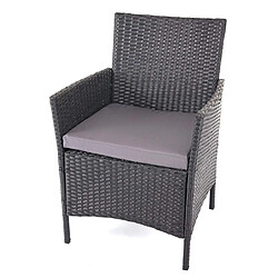 Acheter Decoshop26 Salon de jardin avec fauteuils banc et table en poly-rotin noir et coussin anthracite MDJ04149