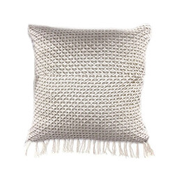 The Home Deco Factory Coussin à franges Ethnical - L. 40 x l. 40 cm - Blanc