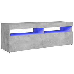 vidaXL Meuble TV avec lumières LED gris béton 120x35x40 cm