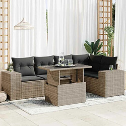 vidaXL Salon de jardin 6 pcs avec coussins gris résine tressée