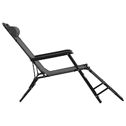 Helloshop26 Chaises longues pliables 2 pièces avec repose-pied acier gris 02_0011942 pas cher