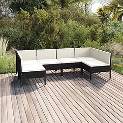 vidaXL Salon de jardin 6 pcs avec coussins résine tressée noir