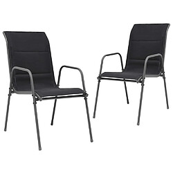 vidaXL Chaises empilables de jardin lot de 2 Acier et textilène Noir 