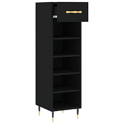 Maison Chic Armoire à Chaussures Noir,Meuble de Rangement à Chaussures 30x35x105 cm bois d'ingénierie -MN14072 pas cher