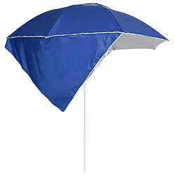 Helloshop26 Parasol mobilier de jardin de plage avec parois latérales 215 cm bleu 02_0008379