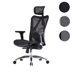 Mendler SIHOO chaise de bureau ergonomique charge max. 150kg ~ housse noire, piétement noir