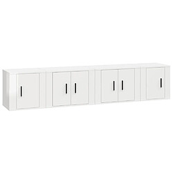 vidaXL Ensemble de meubles TV 4 pcs Blanc brillant Bois d'ingénierie