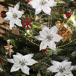 Acheter Universal 8 éclairs de Noël poinsettia fleurs artificielles de Noël (argent)