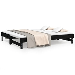 Maison Chic Lit d'appoint Noir 2x(90x200)cm,Lit coulissant Lit de repos Bois de pin massif -GKD58379