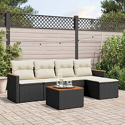 Maison Chic Ensemble Tables et chaises d'extérieur 6pcs avec coussins,Salon de jardin noir résine tressée -GKD680541