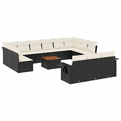 Maison Chic Salon de jardin avec coussins 14 pcs, Ensemble Tables et chaises de jardin, noir résine tressée -GKD212445