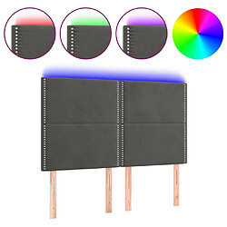 Maison Chic Tête de lit moderne à LED lumineuse pour chambre - Décoration de lit Gris foncé 144x5x118/128 cm Velours -MN15485