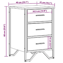 vidaXL Table de chevet chêne fumé 40x41x60 cm bois d'ingénierie pas cher