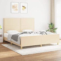 Maison Chic Cadre/structure de lit avec tête de lit pour adulte - Lit Moderne Chambre Crème 180 x 200 cm Tissu -MN38618