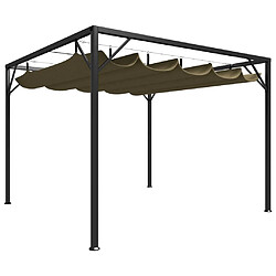 vidaXL Chapiteau de jardin avec auvent rétractable 3x3m Taupe 180 g/m² 