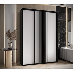 Abiks Meble Armoire LANKO 1 À Portes Coulissantes 235,2/170/45 3 Portes (Noir/Blanc)