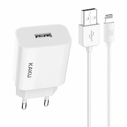 iKaku KSC-314 Prise USB EU Chargeur Secteur 2,4A + Câble USB vers Lightning 1m Blanc