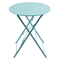 Acheter Table de Terrasse Bleu Turquoise en Acier Ronde 600 mm - Bolero