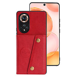 Coque en TPU + PU antichoc avec porte-cartes rouge pour votre Huawei nova 9/Honor 50