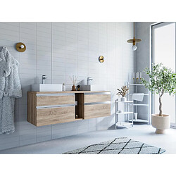 Vente-Unique Meuble de salle de bain suspendu avec double vasque - Coloris naturel clair - 150 cm - MAGDALENA II