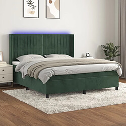 Maison Chic Lit adulte- Lit + matelas + LED,Sommier à lattes de lit matelas et LED Vert foncé 160x200 cm -GKD61900