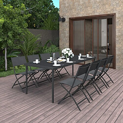 Maison Chic Salon de jardin de salle à manger 9 pcs,Table et Chaises d'extérieur,Mobilier de jardin Acier -MN34081