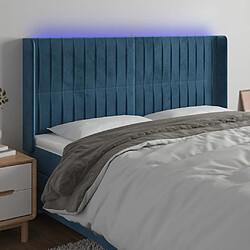 Maison Chic Tête de lit scandinave à LED,meuble de chambre Bleu foncé 203x16x118/128 cm Velours -MN92045