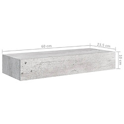 vidaXL Étagère à tiroir murale Gris béton 60x23,5x10 cm MDF pas cher