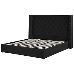 Beliani Lit avec coffre en velours noir 180 x 200 cm LUBBON pas cher