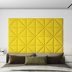 vidaXL Panneaux muraux 12 pcs Jaune clair 30x30 cm Tissu 0,54 m²