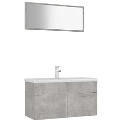 vidaXL Ensemble de meubles de salle de bain Gris béton Aggloméré