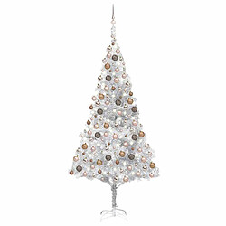 vidaXL Arbre de Noël artificiel pré-éclairé/boules argenté 240 cm PET