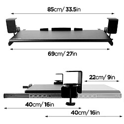 Avis Duronic DKTPX1 Support Coulissant pour Clavier et Souris/Ordinateur Portable PC/Tablette/Documents | Tiroir sous la Table | Solution Ergonomique pour Le Bureau | Fixé avec des Pinces en Acier