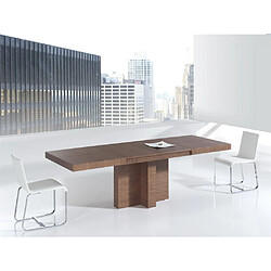 Inside 75 Table repas extensible TOTEM 10 couverts 160/254x90cm pied bois plateau noyer