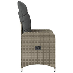 Acheter vidaXL Chaise inclinable de jardin avec coussins gris résine tressée