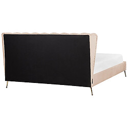 Acheter Beliani Lit double en velours avec port USB 180 x 200 cm beige MIRIBEL