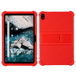 Coque en silicone flexible avec béquille, rouge pour votre Nokia T20