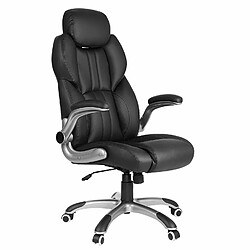 Songmics Siège de Bureau Pivotant, Fauteuil Ergonomique, avec Accoudoirs Pliables, Piètement en étoile en Nylon, Charge maximale 150 kg, Noir OBG65BK