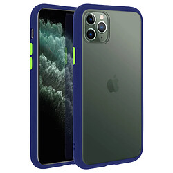 Avizar Coque iPhone 11 Pro Dos Translucide Contour Coloré Mate Rigide Antichoc - Bleu