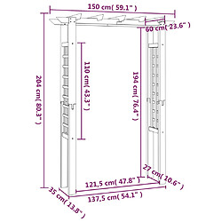 vidaXL Arche pour rosiers 150 x 60 x 204 cm bois imprégné pas cher