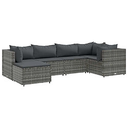 vidaXL Salon de jardin 6 pcs avec coussins Gris Résine tressée