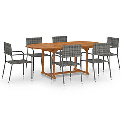 Salle à dîner de jardin 7 pcs,Table et chaise à manger Résine tressée Anthracite -MN87251