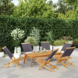 vidaXL Chaises de jardin pliantes lot de 6 tissu et bois massif